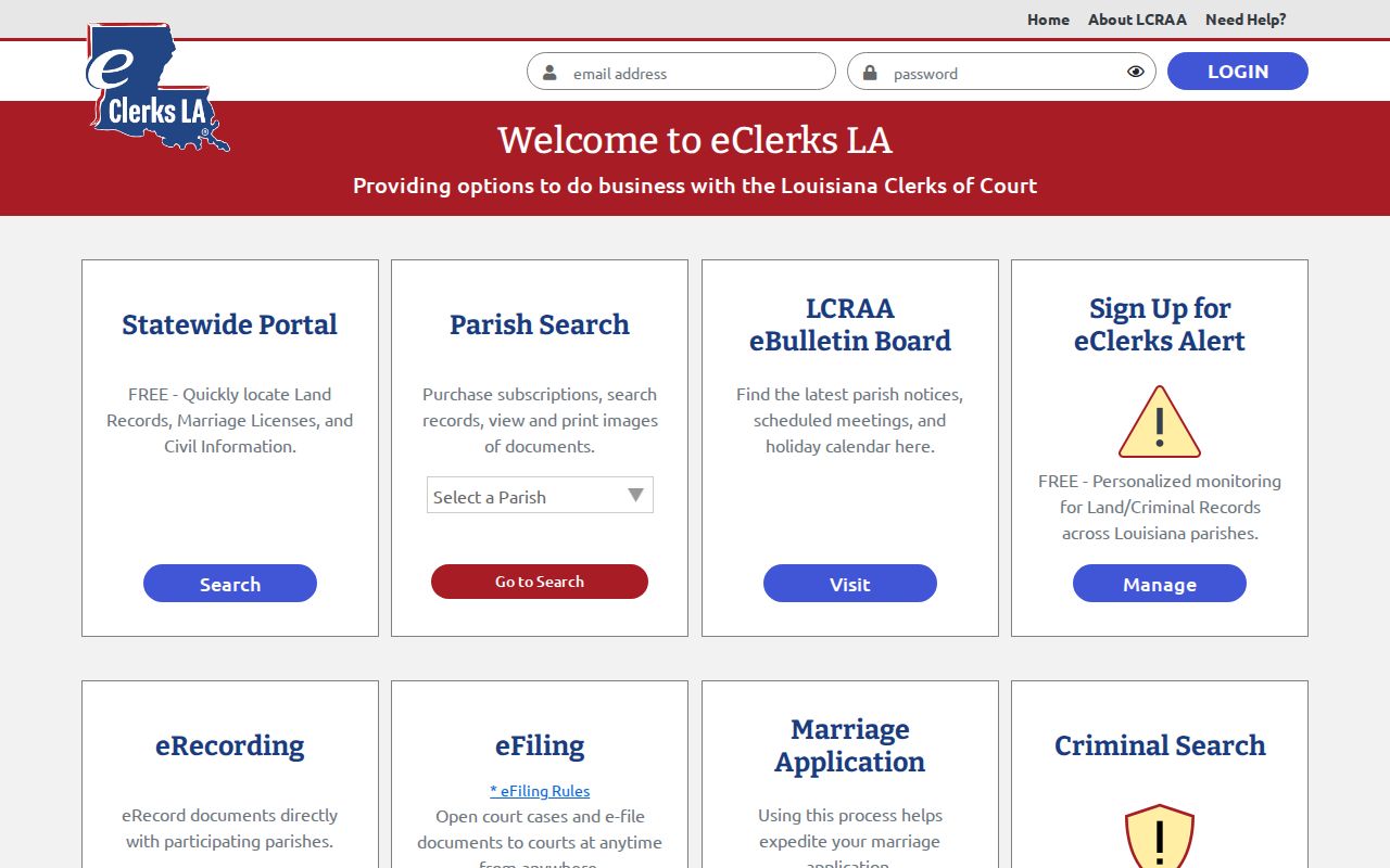 St. Helena Parish case search electronic access through eClerks