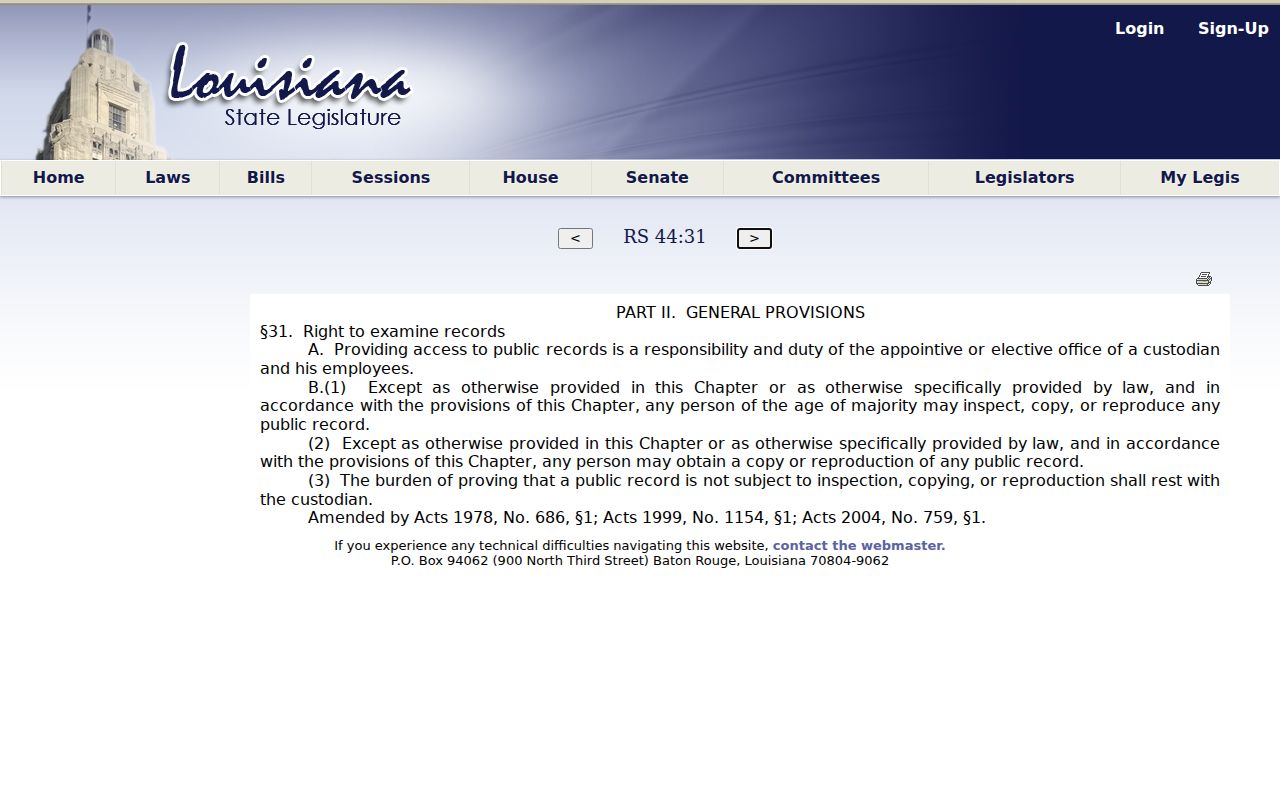 St. Helena Parish civil docket Louisiana public record access right