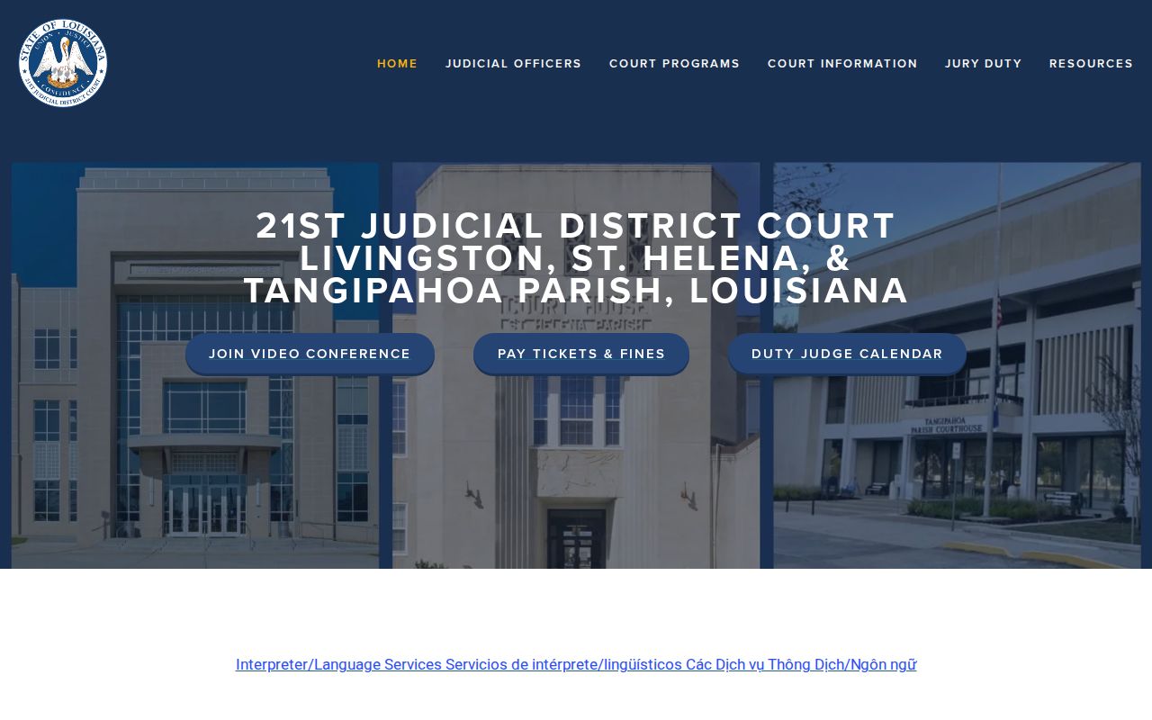 St. Helena Parish court docket 21st Judicial District Court structure
