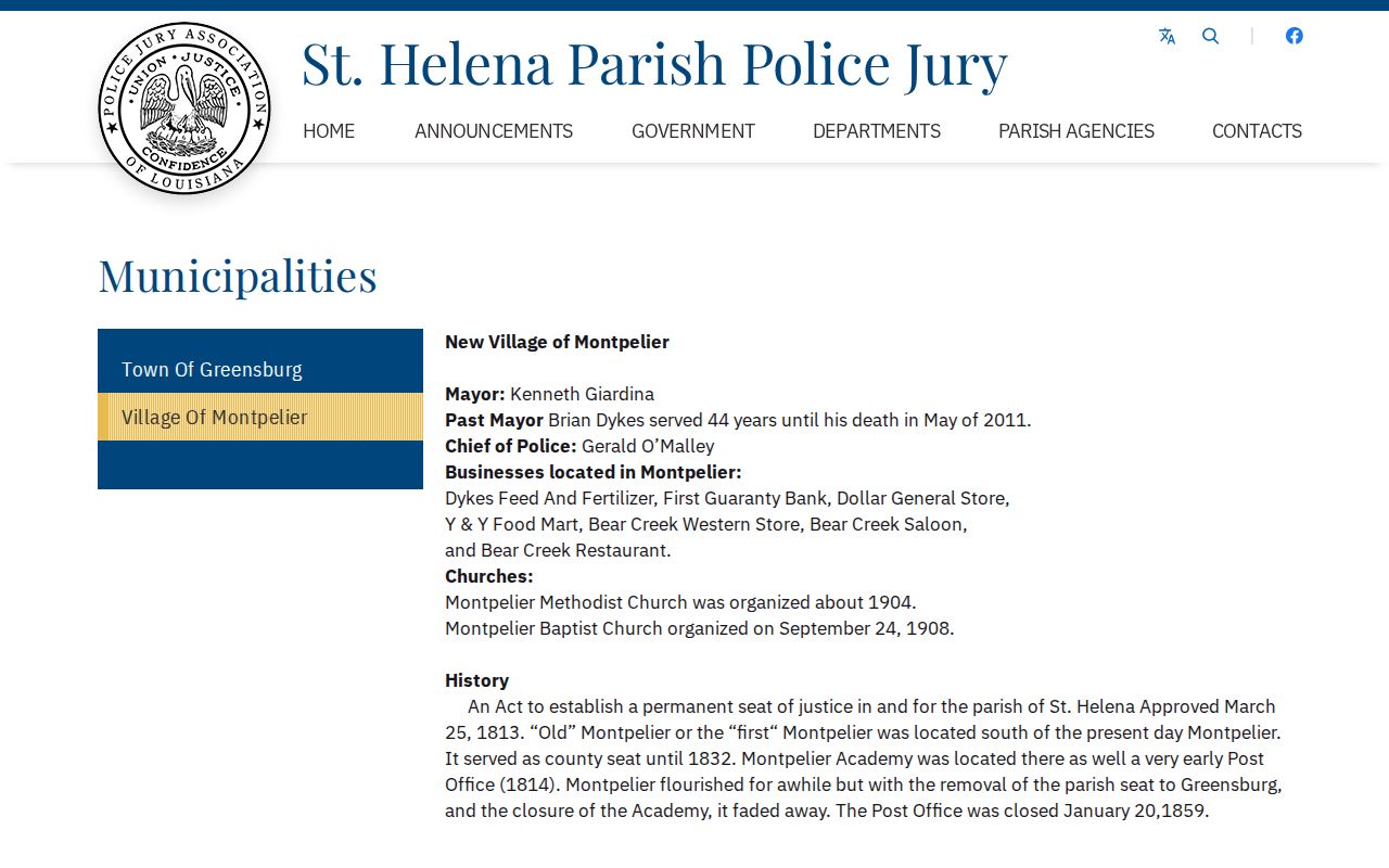 Montpelier court docket official village history and contact page