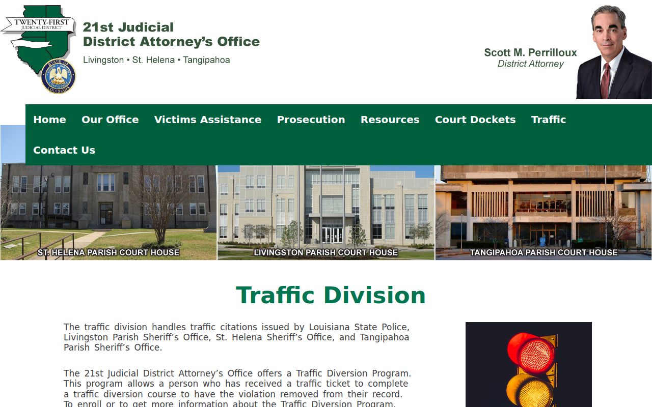 St. Helena Parish traffic court records district attorney traffic division